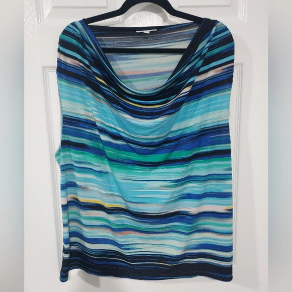 Calvin Klein Multicolor Striped Top 1X Sleeveless - Picture 2 of 8